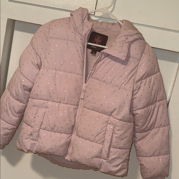 Swiss Tech Light Pink Hooded Puffer Jacket. Size L 10/12 - Picture 4 of 5